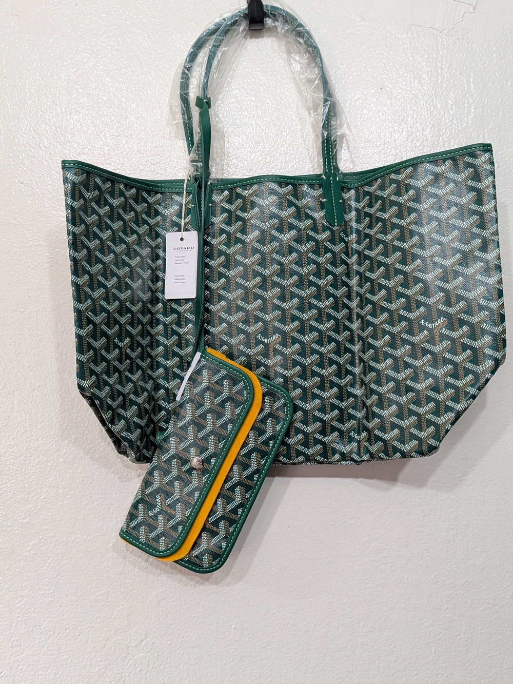 Goyard Green Patterned Tote with White Dog Motif - Picture 5 of 6